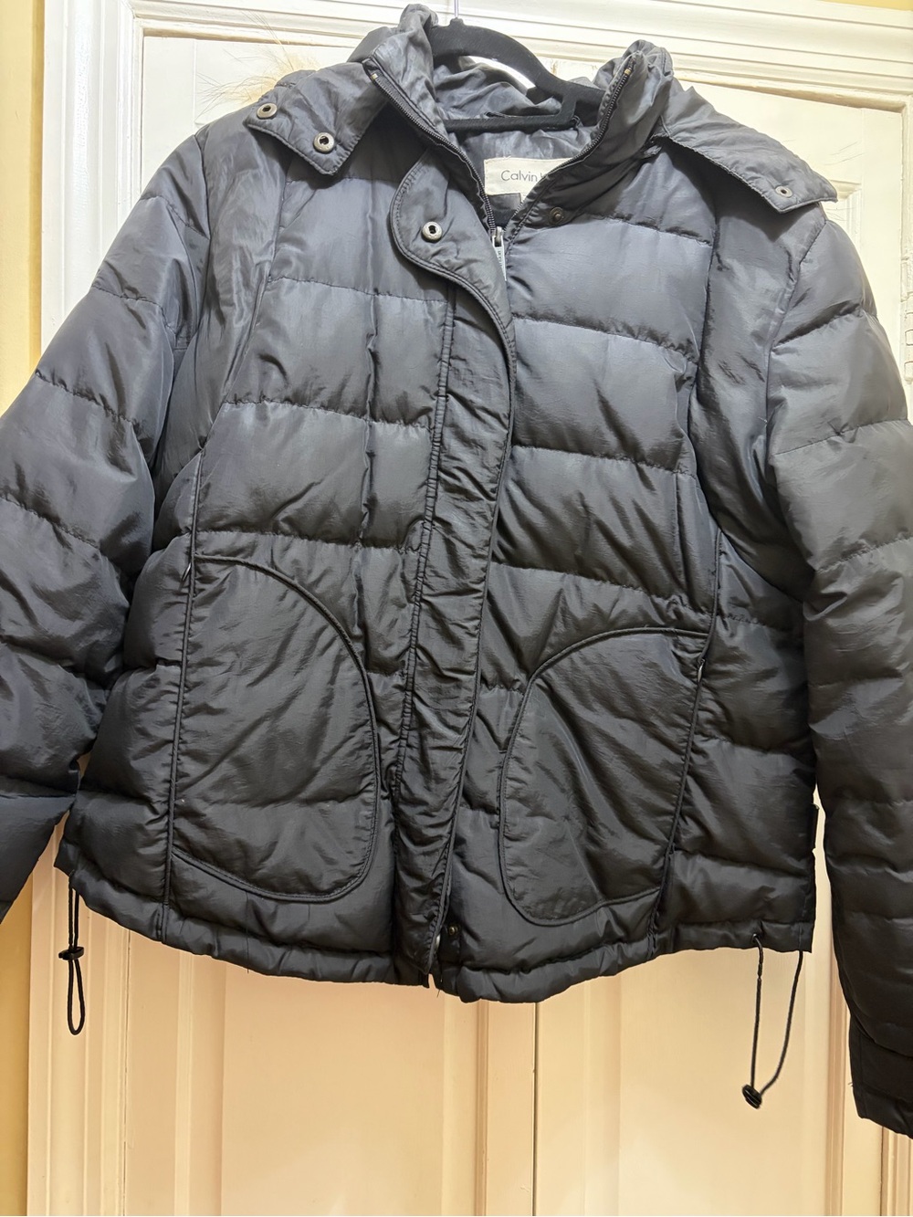 Calvin Klein Premium Duck Down Puffer Jacket with Real Raccoon Fur Hood - XL